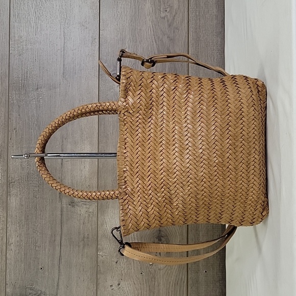 Anthropologie Handbags - Marta Ponti by Anthropologie Tan Woven Leather Tote Crossbody Shoulder Bag
